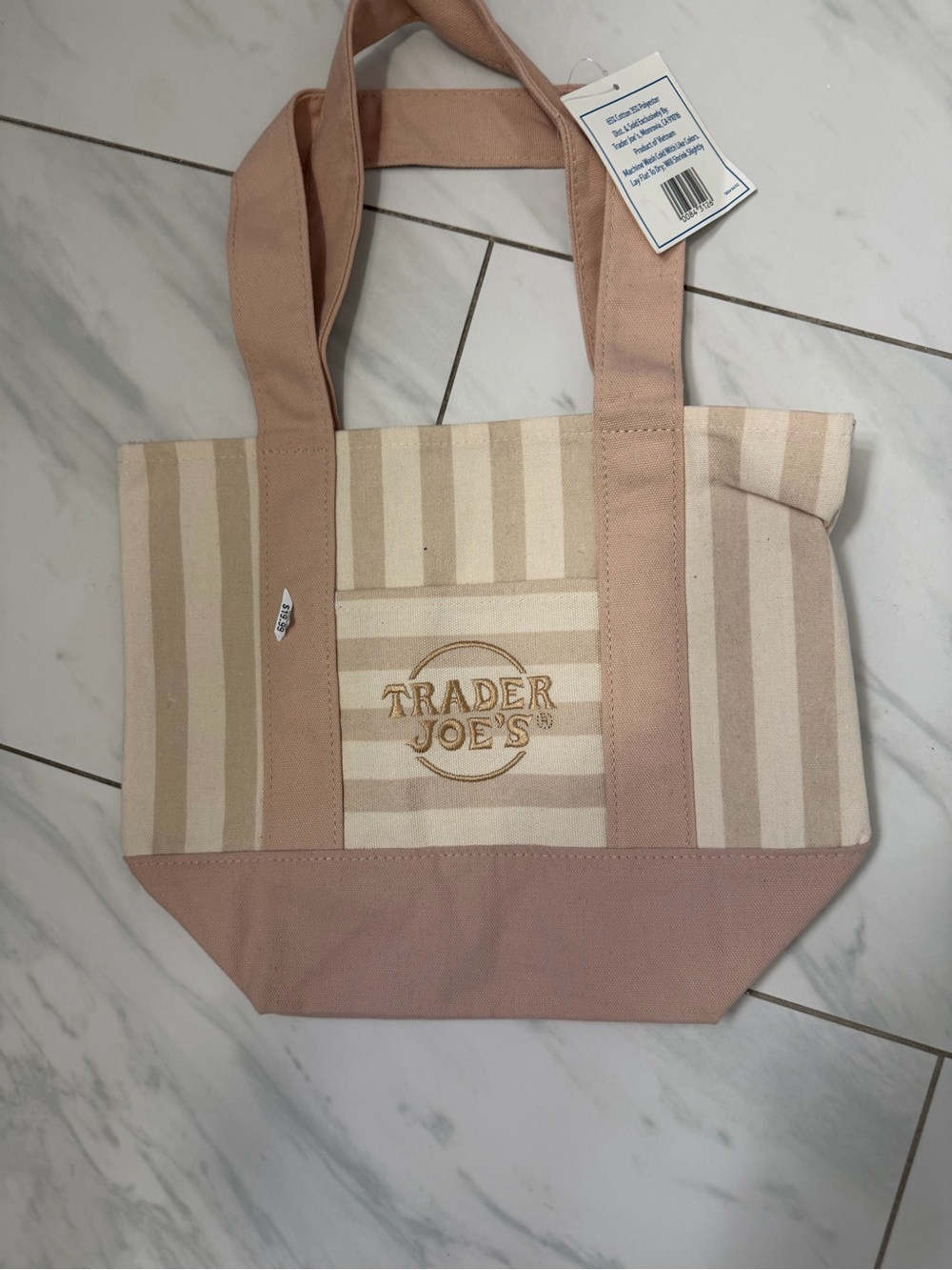 Trader Joe’s Beige & Cream Stripe Canvas Tote